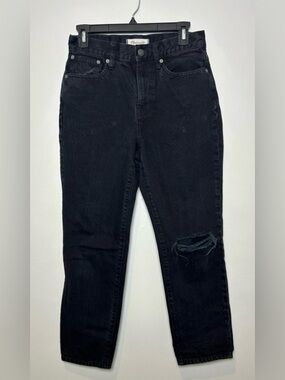 Madewell The perfect vintage Black Jeans high rise size 26 distressed knee